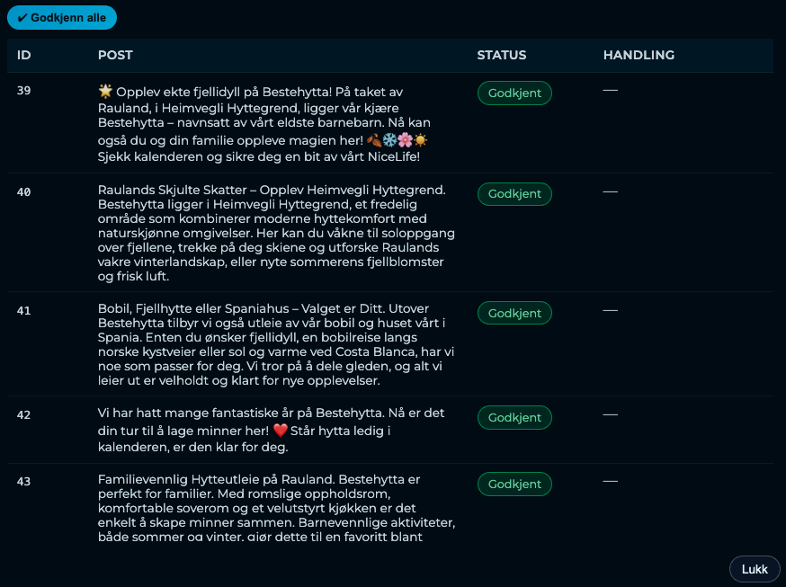 Godkjenning av poster